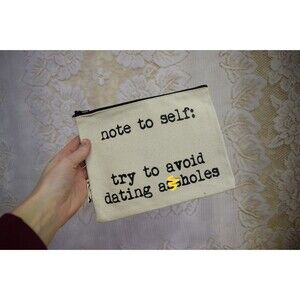 Pamela Barsky Creation Canvas Pencil Case Makeup Bag Zipper Pouch Dating Funny